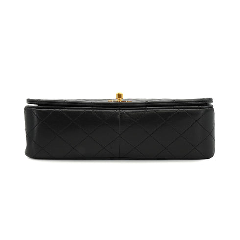 VINTAGE CHANEL FULL FLAP CHAIN SHUOLDER BAG BLACK LAMB SKIN GOLD HARDWARE 90334144
