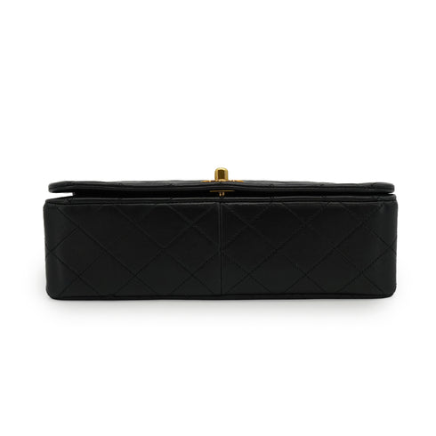 VINTAGE CHANEL FULL FLAP CHAIN SHUOLDER BAG BLACK LAMB SKIN GOLD HARDWARE 90335298
