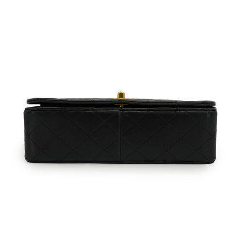 VINTAGE CHANEL FULL FLAP CHAIN SHUOLDER BAG BLACK LAMB SKIN GOLD HARDWARE 90335298