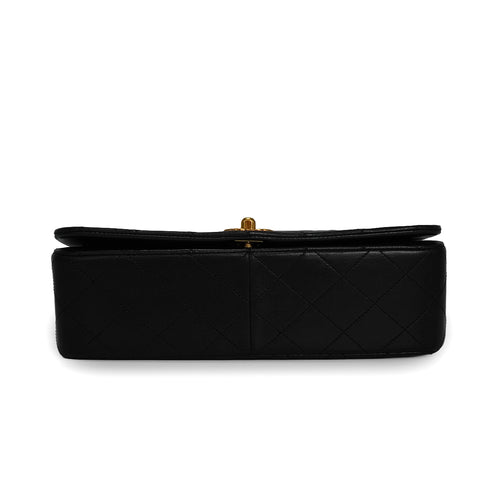 VINTAGE CHANEL FULL FLAP CHAIN SHUOLDER BAG BLACK LAMB SKIN GOLD HARDWARE 90335594