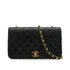 VINTAGE CHANEL FULL FLAP CHAIN SHUOLDER BAG BLACK LAMB SKIN GOLD HARDWARE 90339943