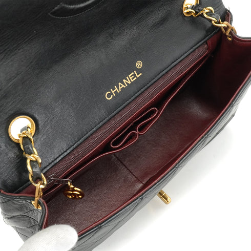 VINTAGE CHANEL FULL FLAP CHAIN SHUOLDER BAG BLACK LAMB SKIN GOLD HARDWARE 90339943