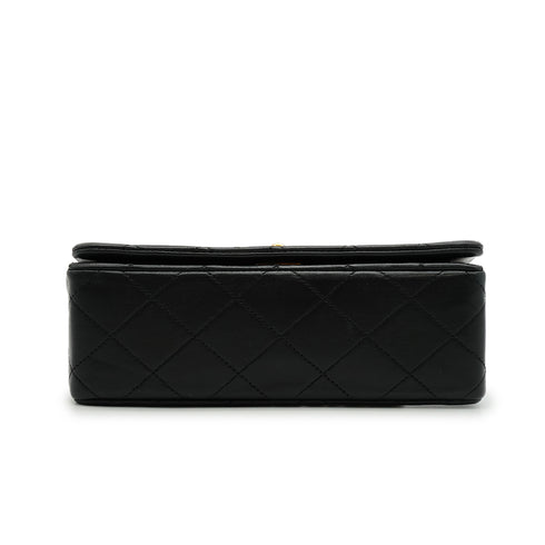 VINTAGE CHANEL FULL FLAP CHAIN SHUOLDER BAG BLACK LAMB SKIN GOLD HARDWARE 90341718