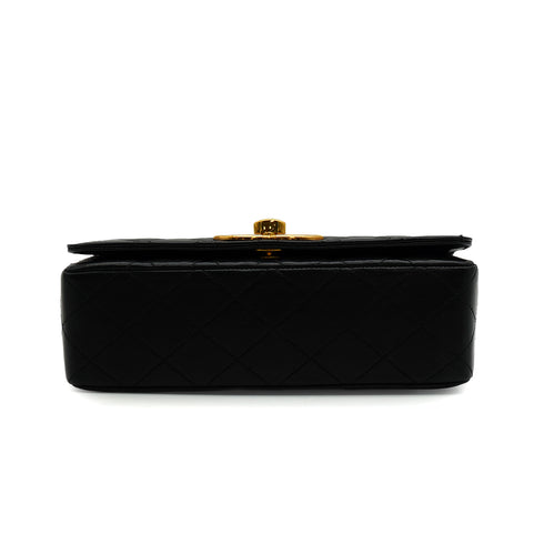 VINTAGE CHANEL FULL FLAP BIG COCO CHAIN SHUOLDER BAG BLACK LAMB SKIN GOLD HARDWARE 90341722