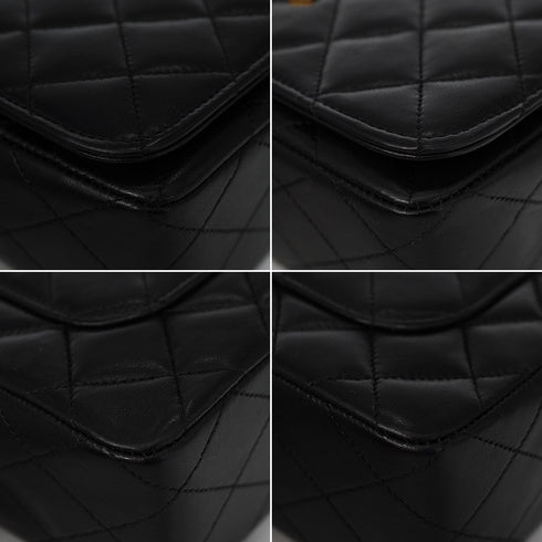 VINTAGE CHANEL FULL FLAP BIG COCO CHAIN SHUOLDER BAG BLACK LAMB SKIN GOLD HARDWARE 90341722