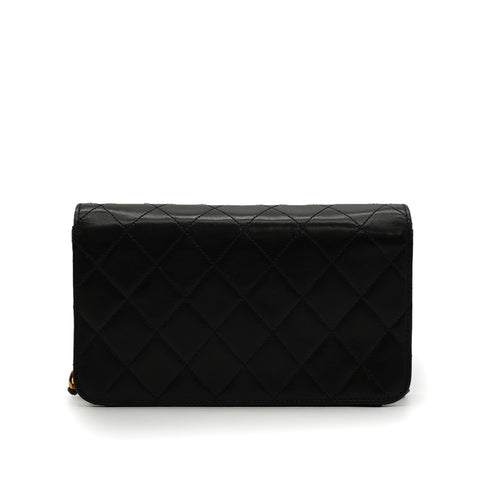 VINTAGE CHANEL FULL FLAP CHAIN SHUOLDER BAG BLACK LAMB SKIN GOLD HARDWARE 90341825