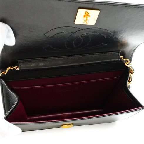 VINTAGE CHANEL FULL FLAP CHAIN SHUOLDER BAG BLACK LAMB SKIN GOLD HARDWARE 90341825