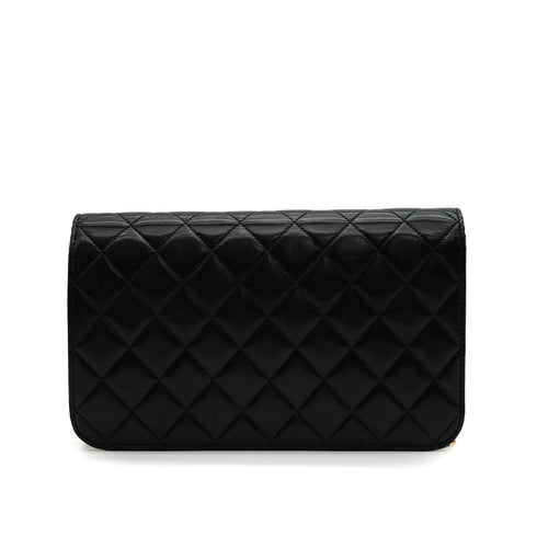 VINTAGE CHANEL FULL FLAP CHAIN SHUOLDER BAG BLACK LAMB SKIN GOLD HARDWARE 90342730