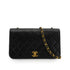 VINTAGE CHANEL FULL FLAP CHAIN SHUOLDER BAG BLACK LAMB SKIN GOLD HARDWARE 90343235