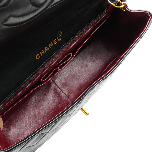 VINTAGE CHANEL FULL FLAP CHAIN SHUOLDER BAG BLACK LAMB SKIN GOLD HARDWARE 90343928