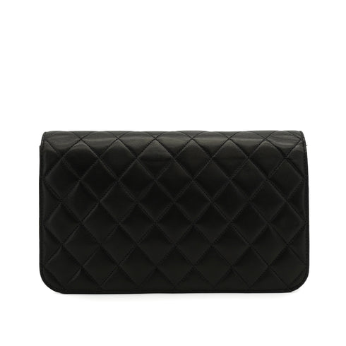 VINTAGE CHANEL FULL FLAP CHAIN SHUOLDER BAG BLACK LAMB SKIN GOLD HARDWARE 90343976