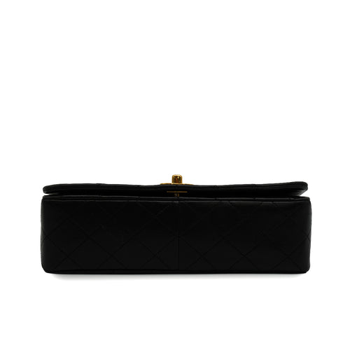 VINTAGE CHANEL FULL FLAP CHAIN SHUOLDER BAG BLACK LAMB SKIN GOLD HARDWARE 90344445