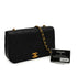 VINTAGE CHANEL FULL FLAP CHAIN SHUOLDER BAG BLACK LAMB SKIN GOLD HARDWARE 90346001