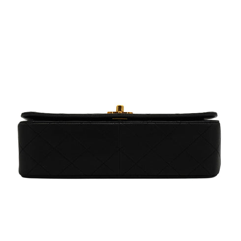 VINTAGE CHANEL FULL FLAP CHAIN SHUOLDER BAG BLACK LAMB SKIN GOLD HARDWARE 90346001