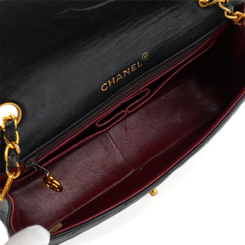 VINTAGE CHANEL FULL FLAP CHAIN SHUOLDER BAG BLACK LAMB SKIN GOLD HARDWARE 90346001