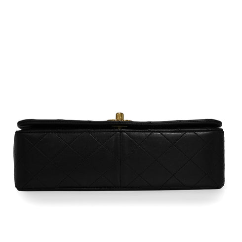VINTAGE CHANEL FULL FLAP CHAIN SHUOLDER BAG BLACK LAMB SKIN GOLD HARDWARE 90346133