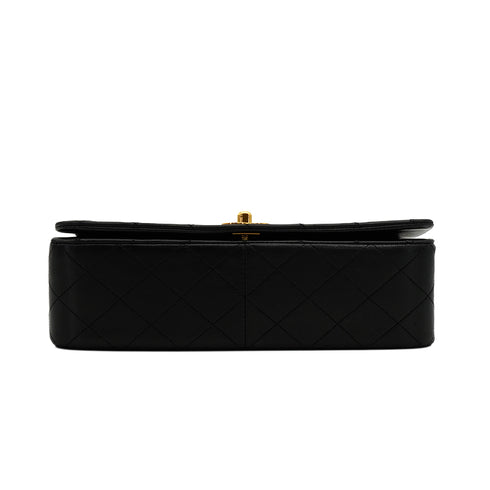 VINTAGE CHANEL FULL FLAP CHAIN SHUOLDER BAG BLACK LAMB SKIN GOLD HARDWARE 90346670