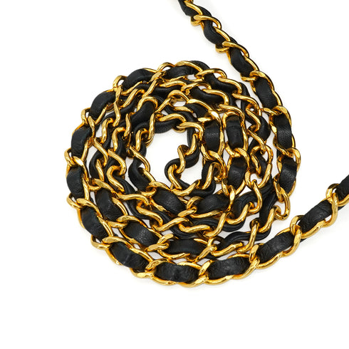 VINTAGE CHANEL FULL FLAP CHAIN SHUOLDER BAG BLACK LAMB SKIN GOLD HARDWARE 90349372