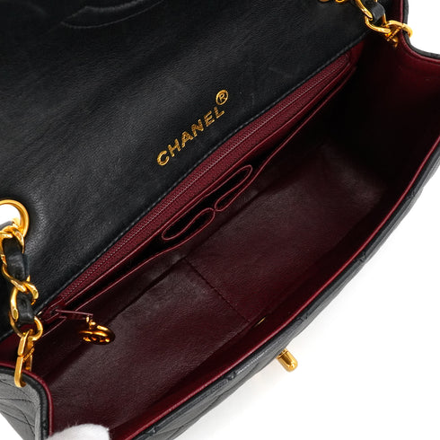 VINTAGE CHANEL FULL FLAP CHAIN SHUOLDER BAG BLACK LAMB SKIN GOLD HARDWARE 90349372