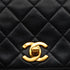 VINTAGE CHANEL FULL FLAP CHAIN SHUOLDER BAG BLACK LAMB SKIN GOLD HARDWARE 90350370