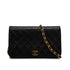 VINTAGE CHANEL FULL FLAP CHAIN SHUOLDER BAG BLACK LAMB SKIN GOLD HARDWARE 90319991