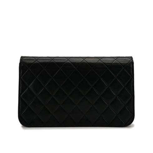 VINTAGE CHANEL FULL FLAP CHAIN SHUOLDER BAG BLACK LAMB SKIN GOLD HARDWARE 90319991