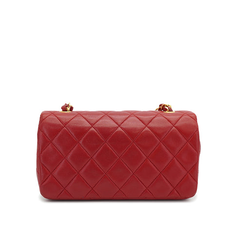 VINTAGE CHANEL FULL FLAP CHAIN SHUOLDER BAG RED LAMB SKIN GOLD HARDWARE 90327050