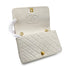 VINTAGE CHANEL FULL FLAP CHAIN SHUOLDER BAG WHITE LAMB SKIN GOLD HARDWARE 90321767