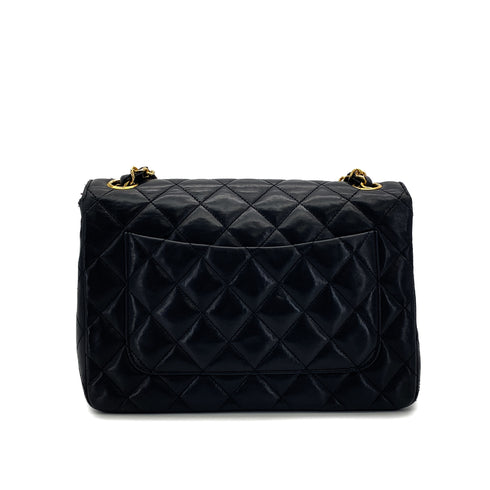 VINTAGE CHANEL FULL FLAP MATELASSE BIG COCO CHAIN SHOULDER BAG BLACK LAMB SKIN GOLD HARDWARE 90321632