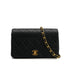VINTAGE CHANEL FULL FLAP MINI CHAIN SHUOLDER BAG BLACK LAMB SKIN GOLD HARDWARE 90321014