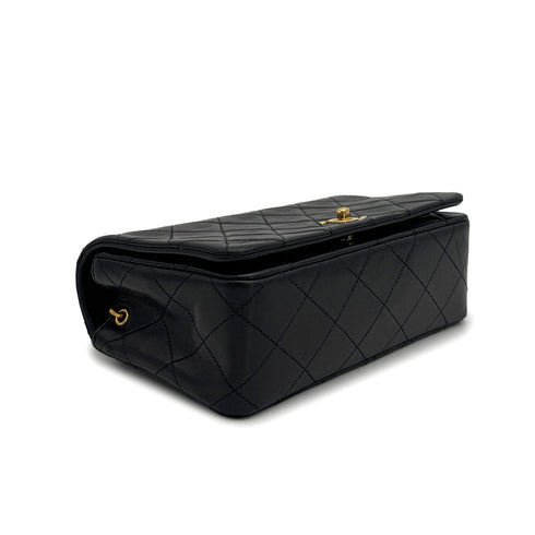 VINTAGE CHANEL FULL FLAP MINI CHAIN SHUOLDER BAG BLACK LAMB SKIN GOLD HARDWARE 90321014
