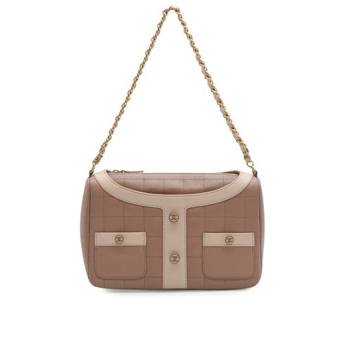 VINTAGE CHANEL GIRL CHANEL JACKET MOTIF CHAIN SHOULDER BAG PINK BEIGE LAMB SKIN 90343942