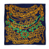 VINTAGE CHANEL GRIPOIX CHAIN PATTERN SCARF NAVY GREEN GOLD SILK 90321064