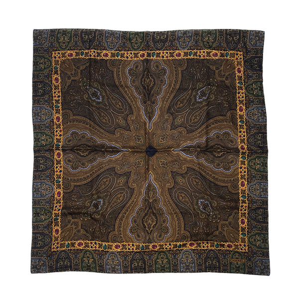 VINTAGE CHANEL GRIPOIX PAISLEY PATTERN SCARF MULTICOLOR SILK WOOL 90310292