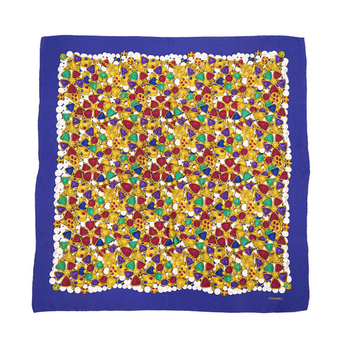 VINTAGE CHANEL GRIPOA PATTERN SCARF PURPLE MULTICOLOR SILK 90321065