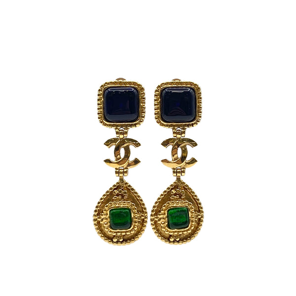 VINTAGE CHANEL GRIPOIX EARRINGS COCOMARK SWING ACCESSORY 96A 90326645