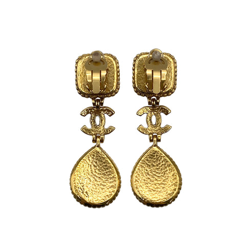 VINTAGE CHANEL GRIPOIX EARRINGS COCOMARK SWING ACCESSORY 96A 90326645