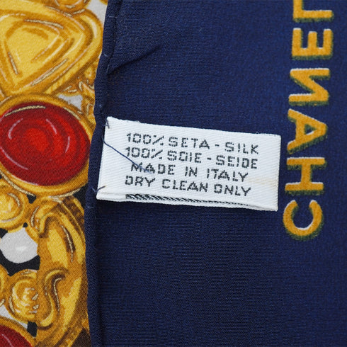 VINTAGE CHANEL GRIPOIX JEWELRY PATTERN SCARF MULTICOLOR SILK 90330677