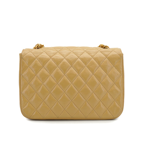 VINTAGE CHANEL HALF MOON CHAIN SHOULDER BAG BEIGE LAMB SKIN GOLD HARDWARE 90317895