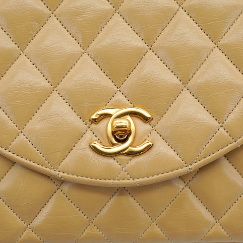 VINTAGE CHANEL HALF MOON CHAIN SHOULDER BAG BEIGE LAMB SKIN GOLD HARDWARE 90317895