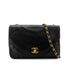 VINTAGE CHANEL HALF MOON CHAIN SHOULDER BAG BLACK LAMB SKIN 90322048