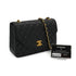 VINTAGE CHANEL HALF MOON CHAIN SHOULDER BAG BLACK LAMB SKIN GOLD HARDWARE 90333726