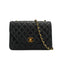 VINTAGE CHANEL HALF MOON CHAIN SHOULDER BAG BLACK LAMB SKIN GOLD HARDWARE 90333726