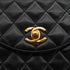 VINTAGE CHANEL HALF MOON CHAIN SHOULDER BAG BLACK LAMB SKIN GOLD HARDWARE 90333726