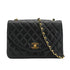 VINTAGE CHANEL HALF MOON CHAIN SHOULDER BAG BLACK LAMB SKIN GOLD HARDWARE 90322528