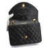 VINTAGE CHANEL HALF MOON CHAIN SHOULDER BAG BLACK LAMB SKIN GOLD HARDWARE 90322528
