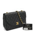 VINTAGE CHANEL HALF MOON CHAIN SHOULDER BAG BLACK LAMB SKIN GOLD HARDWARE 90322528