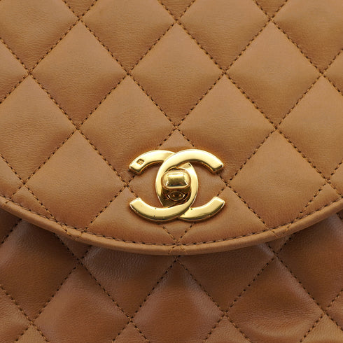 VINTAGE CHANEL HALF MOON CHAIN SHOULDER BAG BROWN LAMB SKIN GOLD HARDWARE 90318628