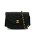 VINTAGE CHANEL HALF MOON CHAIN SHOULDER BAG FRINGE BLACK SATIN GOLD HARDWARE 90339646