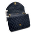 VINTAGE CHANEL HALF MOON CHAIN SHOULDER BAG NAVY LAMB SKIN GOLD HARDWARE 90318630